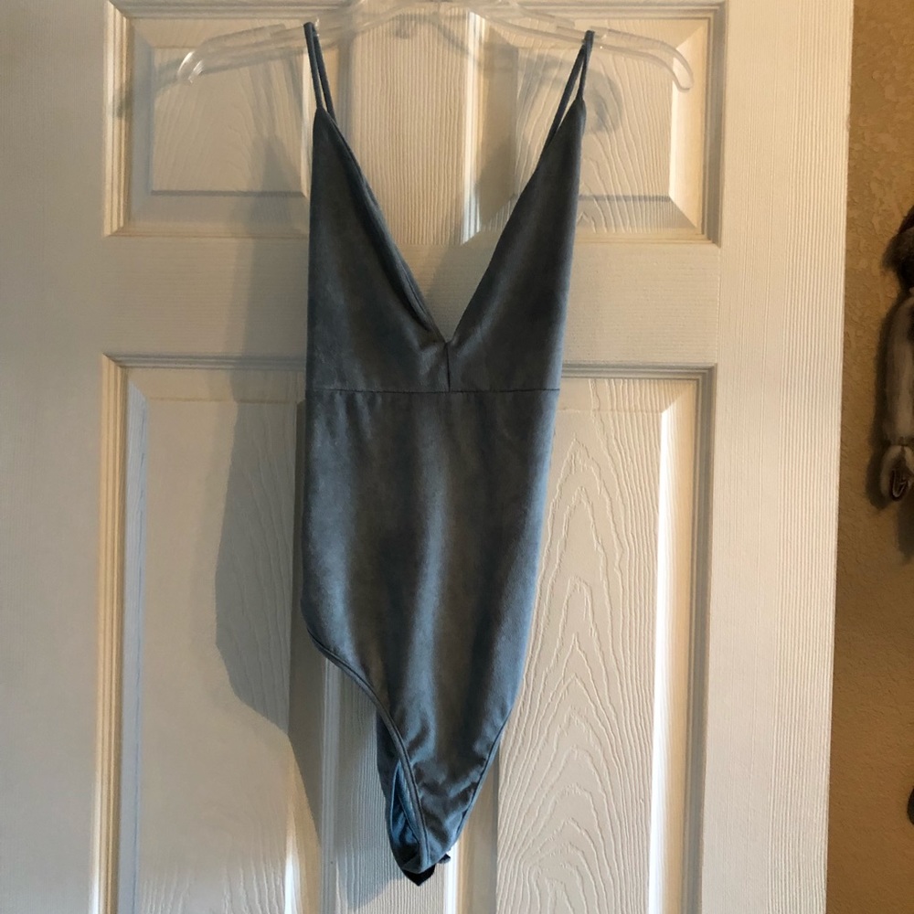 Grey Suede Bodysuit